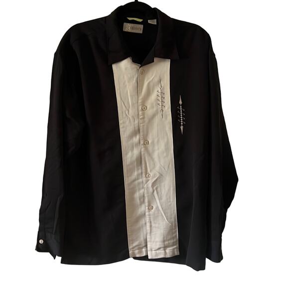 Cubavera Black and White Casual Button Down Shirt - Picture 1 of 10